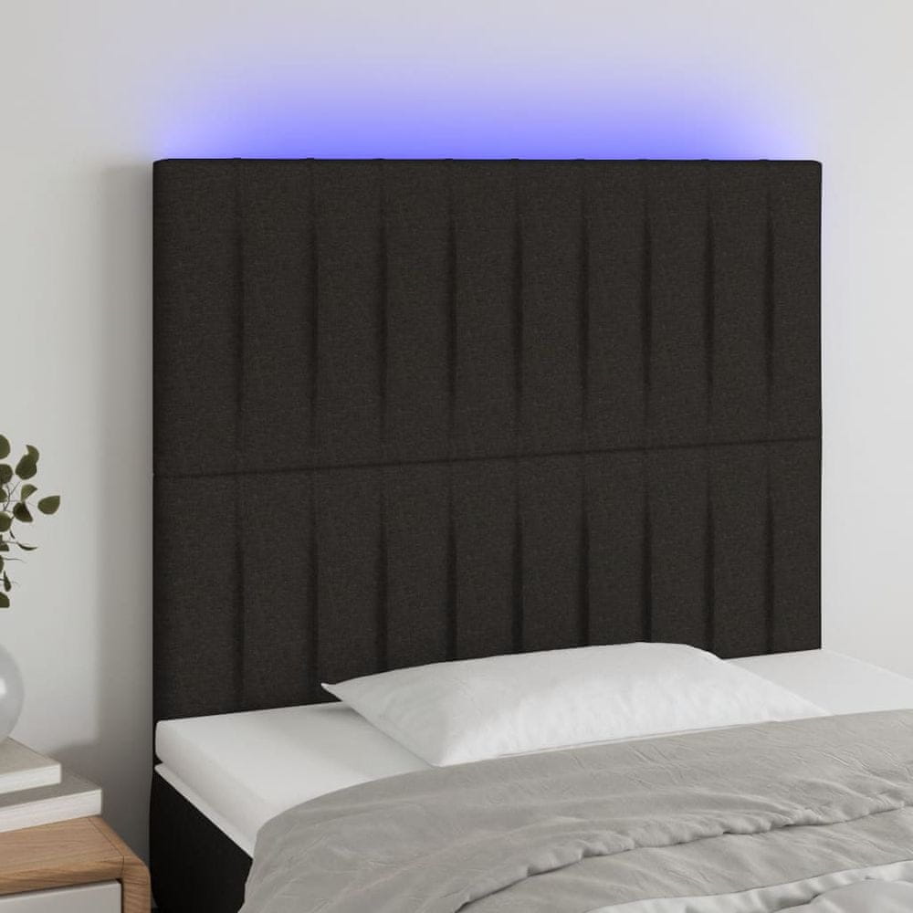 Vidaxl Čelo postele s LED čierne 90x5x118/128 cm látka
